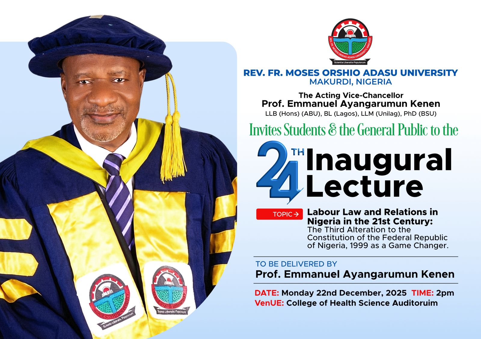 Inaugural Lecture Flyer