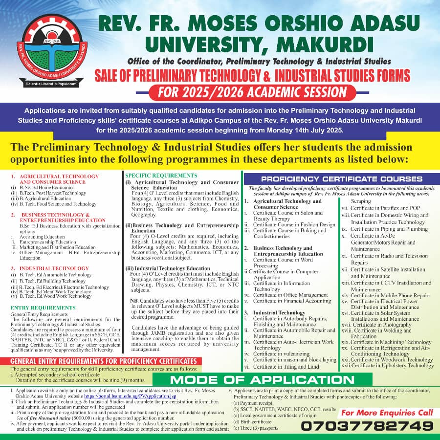 Preliminary Technology and Industrial Studies